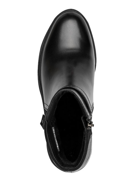 Leder Stiefeletten Damen Schwarz