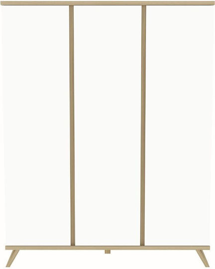 Three Door Wardrobe White 136.2x50x175.7cm