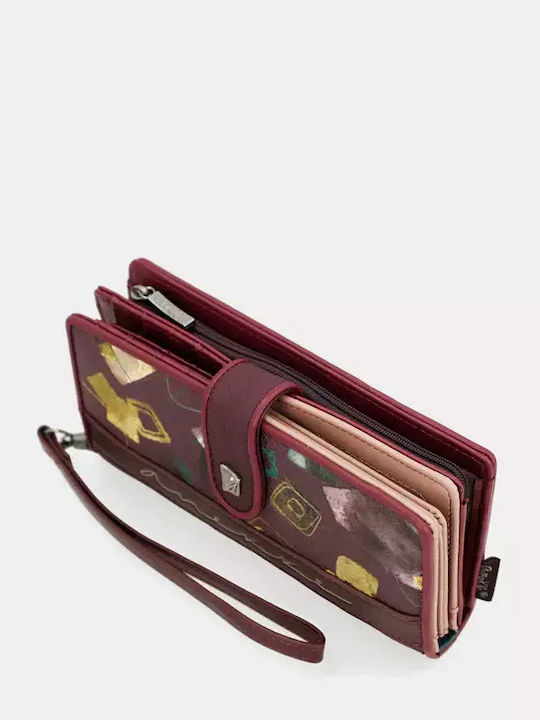 Large Fabric Women's Wallet Classic with RFID Burgundy
