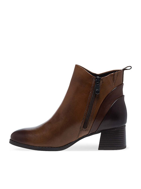 Leather Women's Ankle Boots Tabac Brown