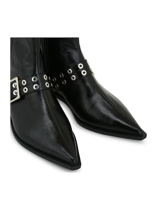 Leder Stiefeletten Damen Schwarz