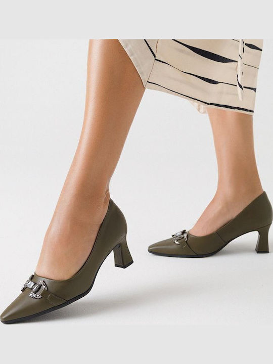 Anatomic Synthetic Leather Green Medium Heels