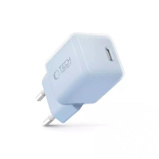 Tech-Protect Ladegerät ohne Kabel mit USB-C Anschluss 25W Stromlieferung Blau (NCM25)