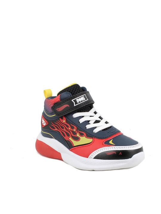 Adidași Copii Inalți Cu Închidere Hoop & Loop Și Luminite Negri