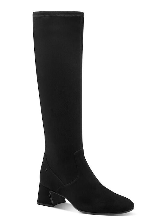 Synthetic Leather Medium Heel Women's Boots Black