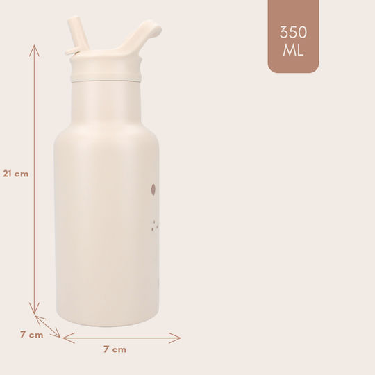 Kidzroom Sticlă Pentru Copii Termos Din Oțel Inoxidabil Cu Pai Bej 350ml