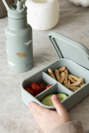 Rostfreier Stahl Kinder Trinkflasche Dinosaurier Thermos mit Stroh Grüne 350ml