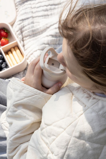 Kidzroom Sticlă Pentru Copii Termos Din Oțel Inoxidabil Cu Pai Bej 350ml