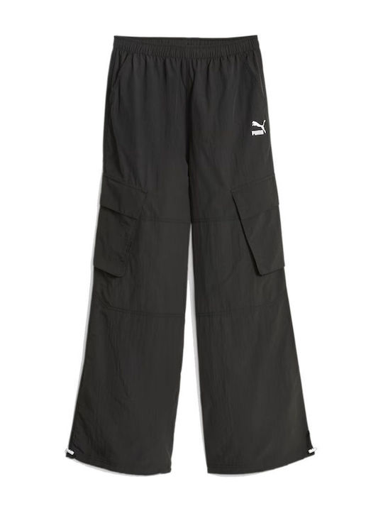 Dama Tesatura Pantaloni cu Croială Relaxată Negru