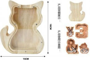 Sparbüchse Glas Holz Design Katze