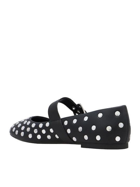 Synthetic Leather Ballerinas With strap Black
