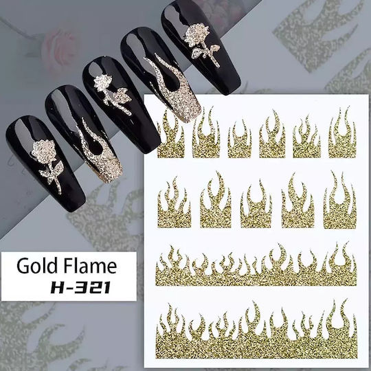 Joyful Nageldesign Goldene Flamme Kunstaufkleber Für Nägel