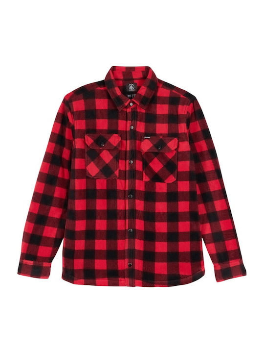 Bowered Fleece Long Sleeve Checked Shirt Light Red
