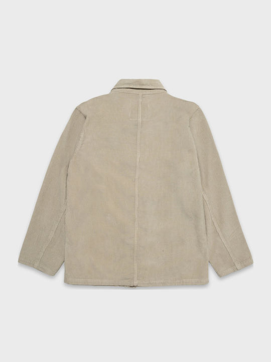 Дълъг Ръкав Рипсено Кадифе Overshirt в Стандартна Кройка Abbey Stone