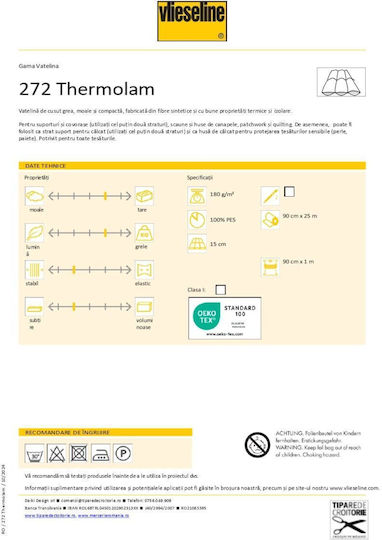 Compressed Polyester Thermal Protection Wadding Patchwork Quilts 100 Cm Length X 90 Cm Width 272 Thermolam Vlieseline