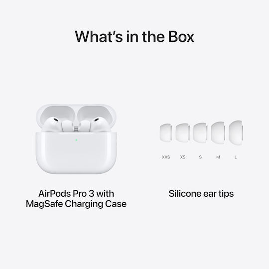 Apple AirPods Pro 3 In-ear Bluetooth Handsfree Earphones with Sweat Resistance and Charging Case White