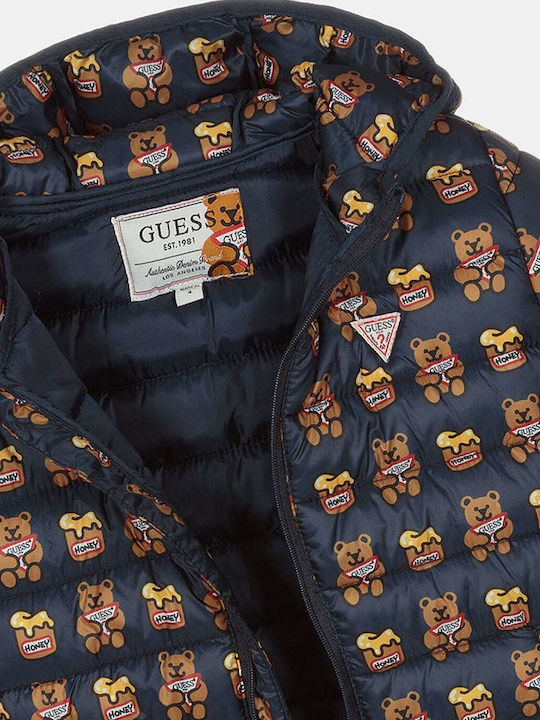 Down Kids Quilted Short Jacket with Hood Blue