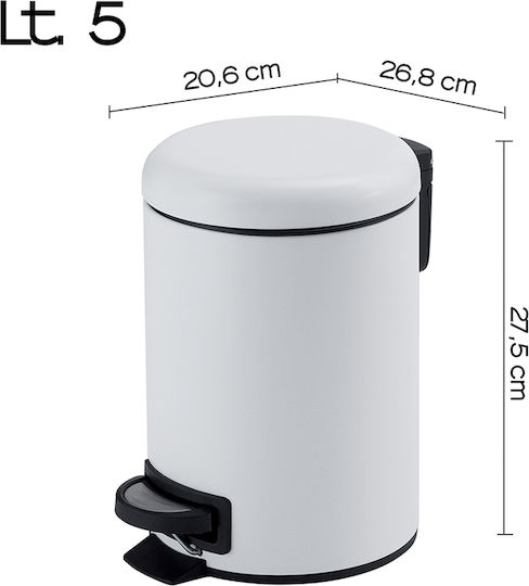 Gedy Metallic Bathroom Basket 5lt White