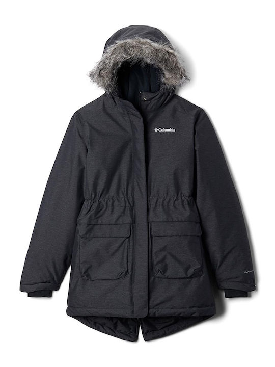 Kids' Parka Long with Hood Black NORDIC STRIDER