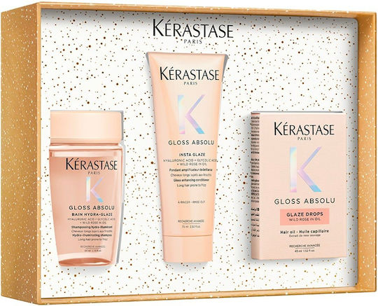 Kérastase Gloss Trio Oil Holiday Set Hair Care Set for Frizzy Hair with Shampoo, Conditioner & Oil 3 Pieces