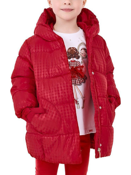 Kids' Quilted Jacket Short with Hood Red