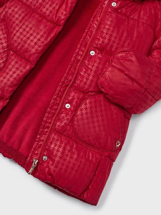 Kids' Quilted Jacket Short with Hood Red