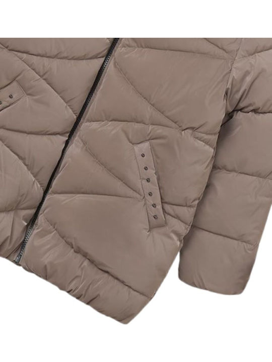 Kinder Freizeitjacke Lang mit Kapuze Mocha