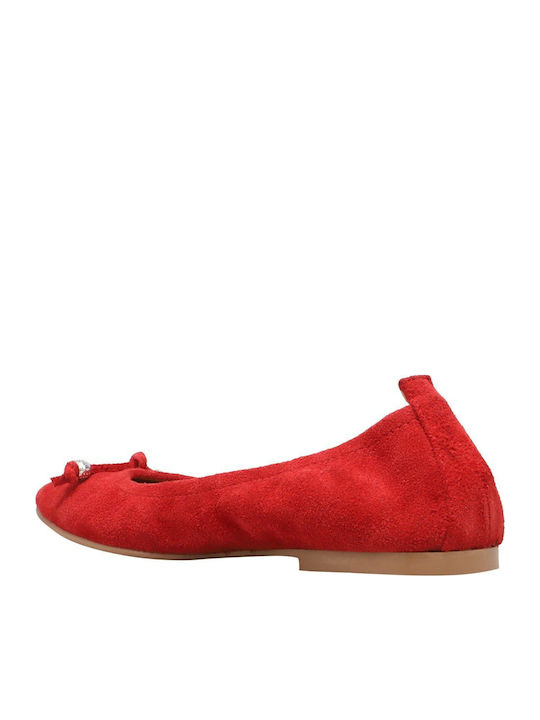 Suede Γυναικείες Μπαλαρίνες σε Κόκκινο Χρώμα