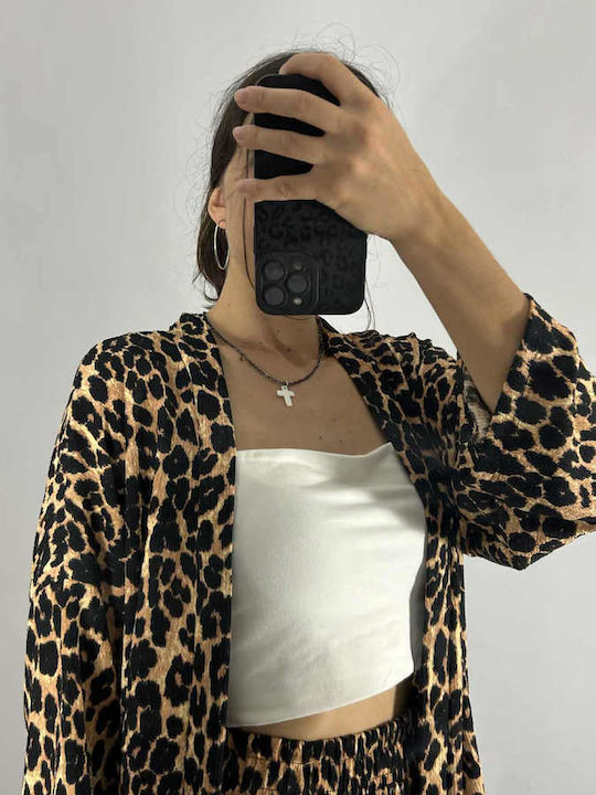 Women's Leopard Set with Pants with Elastic Leopard