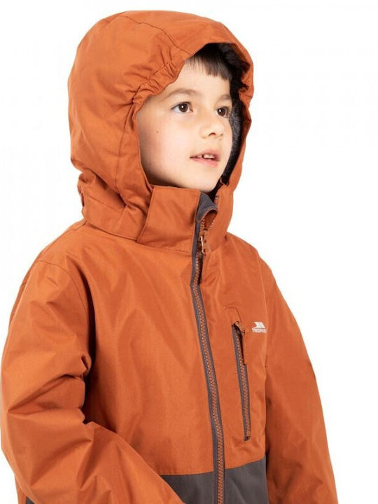Wasserdicht Kinder Parka Lang mit Kapuze Braun