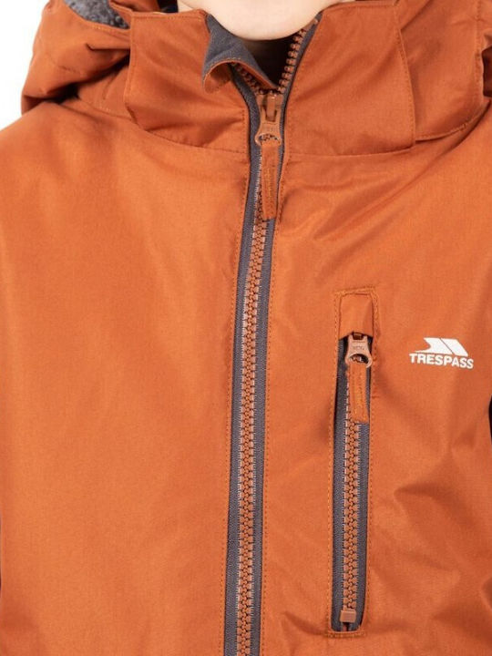 Wasserdicht Kinder Parka Lang mit Kapuze Braun
