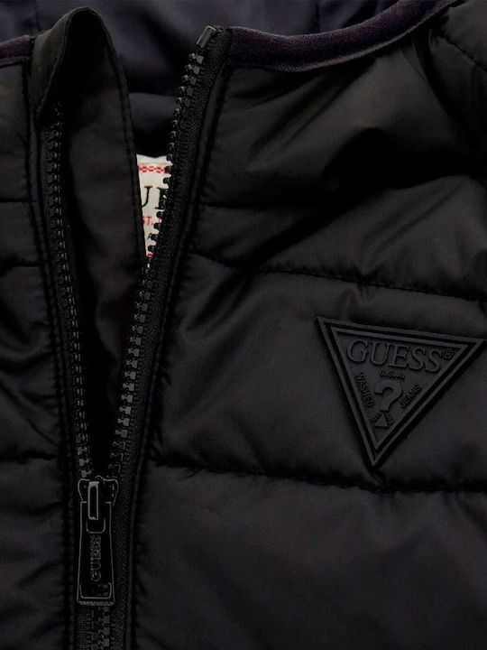 Daunen-Kinderkapuzenjacke Gesteppt Kurze mit Futter Schwarz