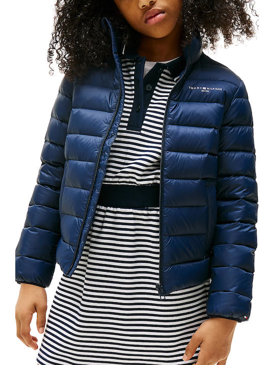 Essential Light Down Kids Casual Short Jacket Dark Night Navy