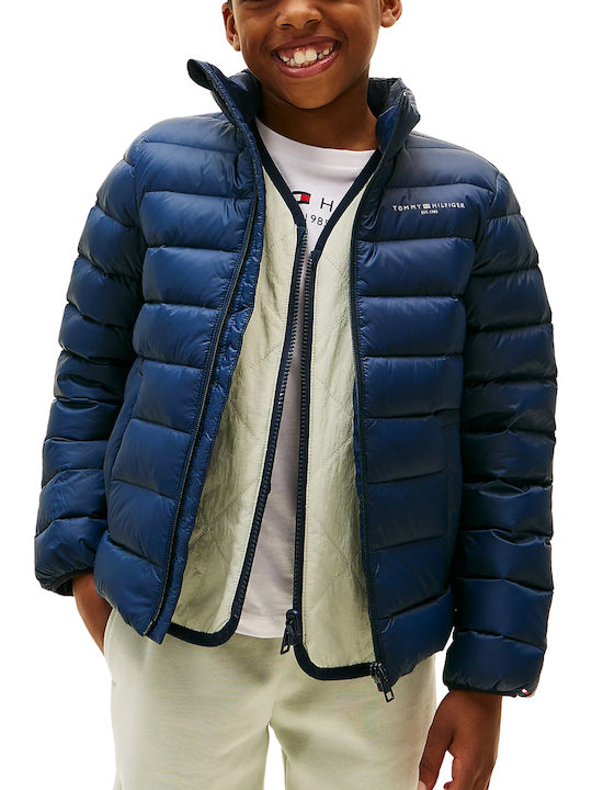 Essential Light Down Kids Casual Short Jacket Dark Night Navy
