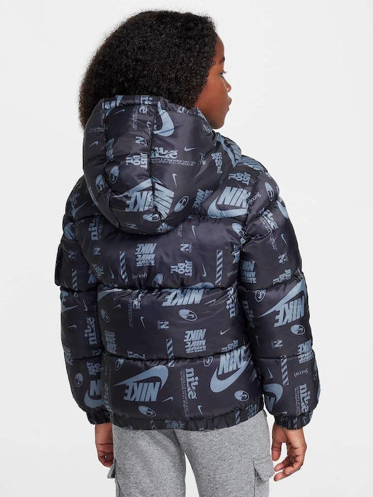 Kinder Sportjacke mit Futter & Kapuze Schwarz