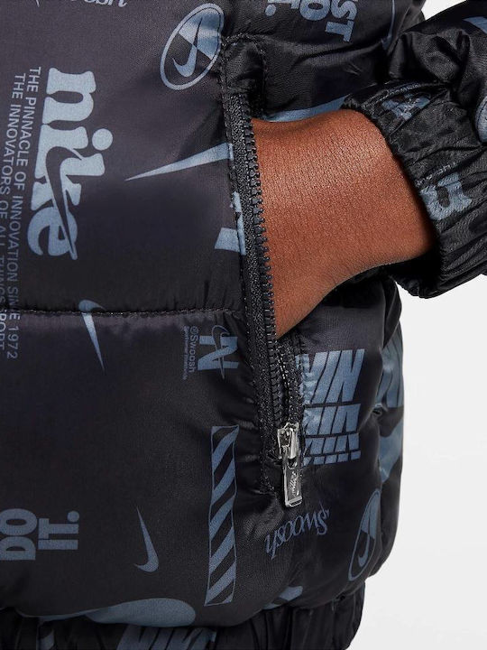 Kinder Sportjacke mit Futter & Kapuze Schwarz