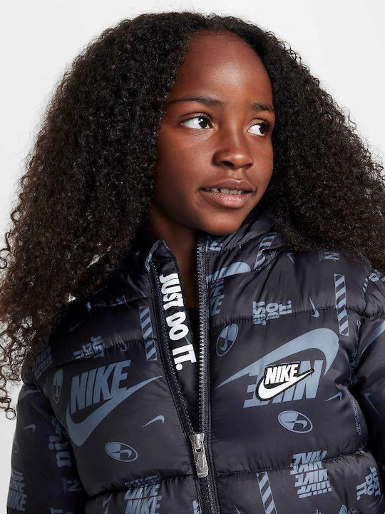 Kinder Sportjacke mit Futter & Kapuze Schwarz