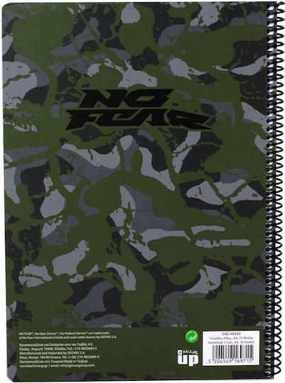 No Fear Spiral Notebook Ruled A4 70 Sheets Gray 1pcs