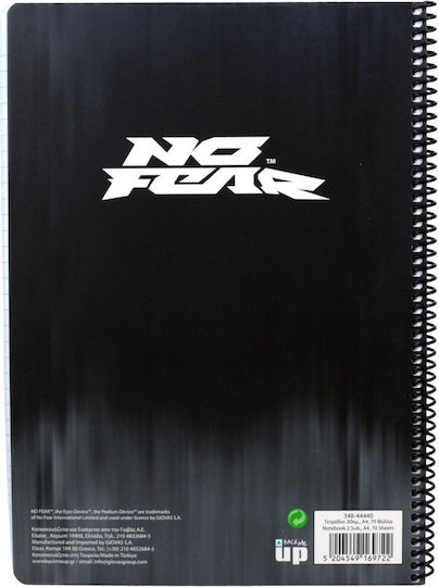 No Fear Spiral Notebook Ruled A4 70 Sheets Gray 1pcs