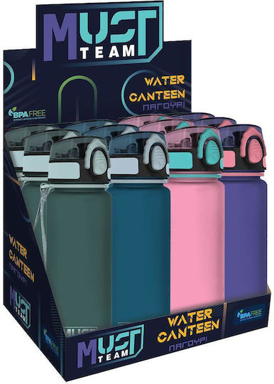 Must Team Plastic Kids Water Bottle with Pop-Up Cap Pink 650ml