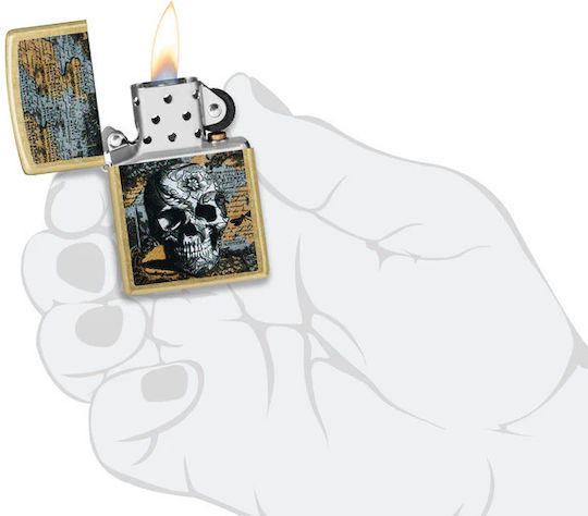 Zippo Floral Skull Lighter Flame Multicolour
