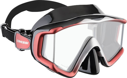 CressiSub Silicone Diving Mask Liberty Triside Black Red Silver
