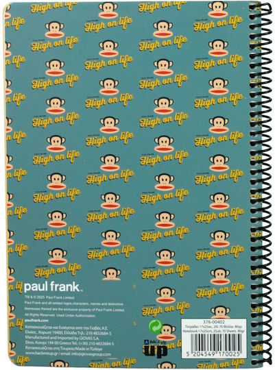 Paul Frank Spiral Notebook Ruled B5 70 Sheets 2 Subjects 1pcs (Μiscellaneous Designs)