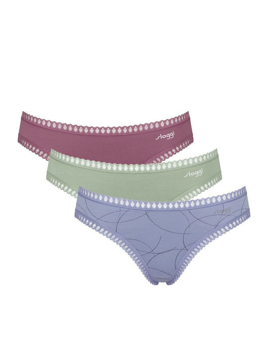 Βαμβακερά Дамско Слип 3Pack с дантела Sky Blue