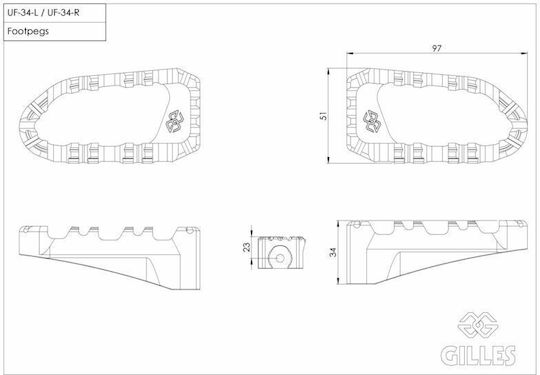 Gilles Picior de picior Μοτοσυκλέτας în Culoare Black RGK-470-UF34-SET-B
