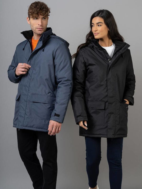 About Basics Work Jacket with Fleece Lining and with Hood Navy Blue