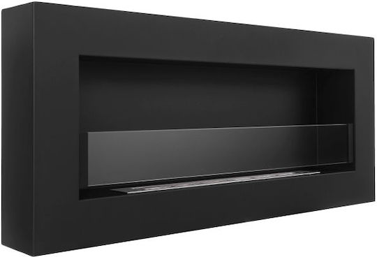 Globmetal Стенен Биоетанолова камина Вътрешно пространство Сив 90x12x40см