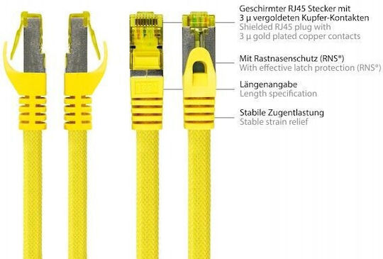 Python SF/UTP Cat.7 (10Gbps) Καλώδιο Δικτύου Ethernet 0.5m Κίτρινο