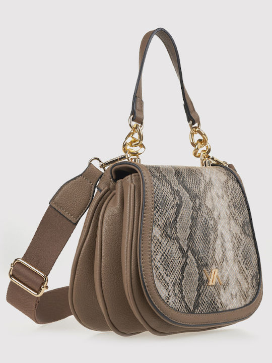 Damentasche zum Umhängen / Schultertasche Cognac / Schwarz