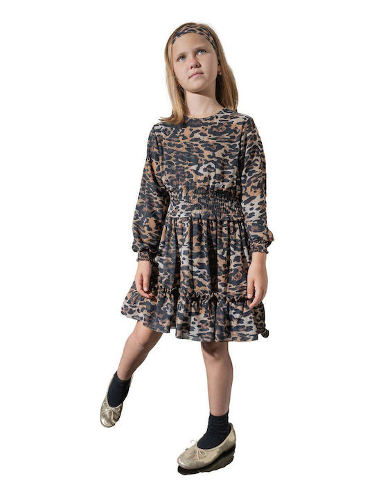 Children's Dress Long Sleeve Animal Print Black